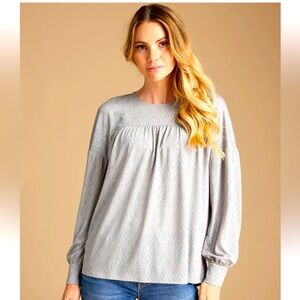 DownEast Fly Away Blouse - Diamond pattern XL